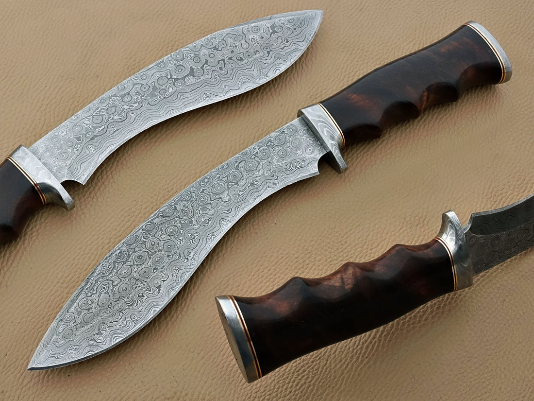 13-Inches Damascus Knife with Black Pakka Wood Handle – Handcrafted Hunters, Razor-Sharp Blade & Leather Sheath Protection!