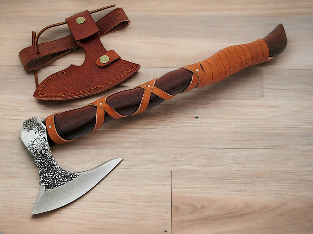 Camping Axe: Viking Hatchet & Leather Sheath - Premier Edge