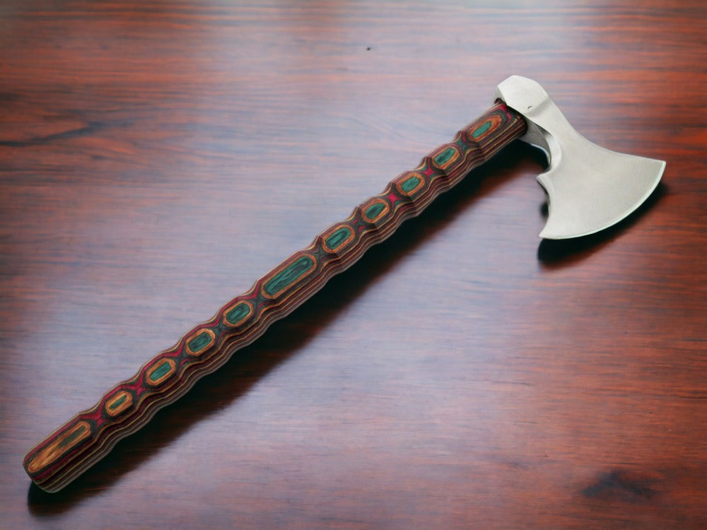 Handmade Carbon Steel Viking Axes with Leather Sheath