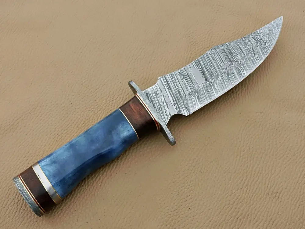 Handmade Damascus Knife with Rosewood & Camel Bone Handle