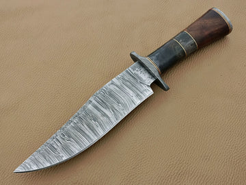 Handmade Damascus Knife with Rosewood & Camel Bone Handle