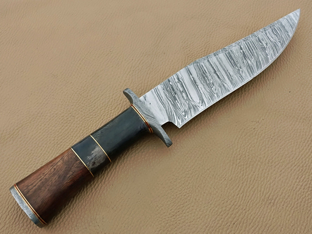 Handmade Damascus Knife with Rosewood & Camel Bone Handle