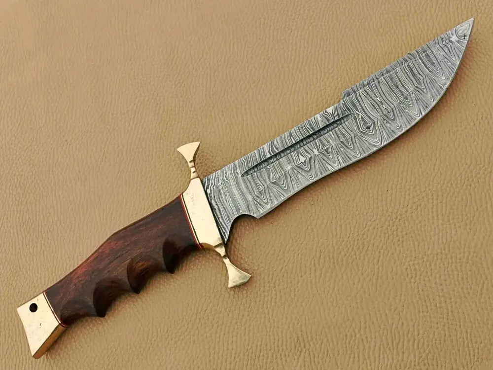 Handmade Damascus Knife with Rosewood Handle