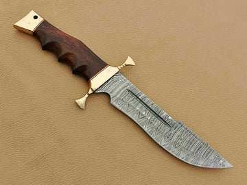 Handmade Damascus Knife with Rosewood Handle