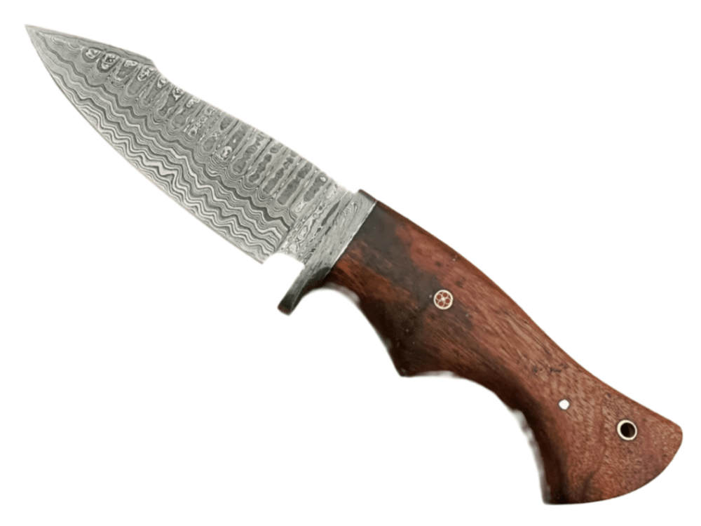 Luxurious Hunting Knife-Damascus Stainless Steel, Razor Sharp Blade With Camel Bone & Rosewood Handle – Perfect Hunter’s Choice!