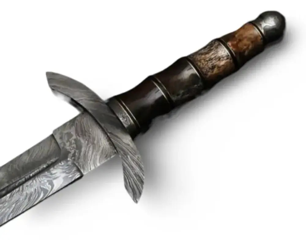 Viking Witcher Medieval Damascus Steel Handmade Sword- Arcane Design, Zinc Handle & Leather Sheath!