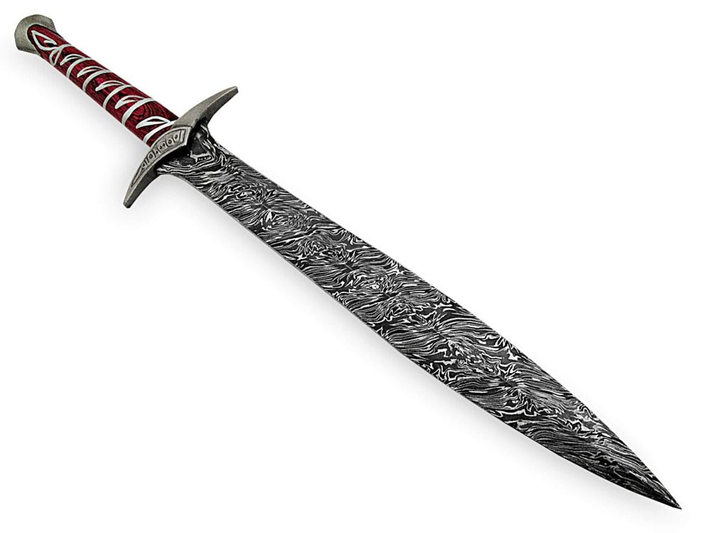 36-Inches Ancient Craftsmanship-Handmade Damascus Steel Roman Gladius Sword with Rosewood Wood Handle & Leather Sheath