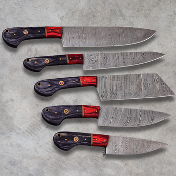 Professional Chef Knife Set | Red & Black Pakka Wood