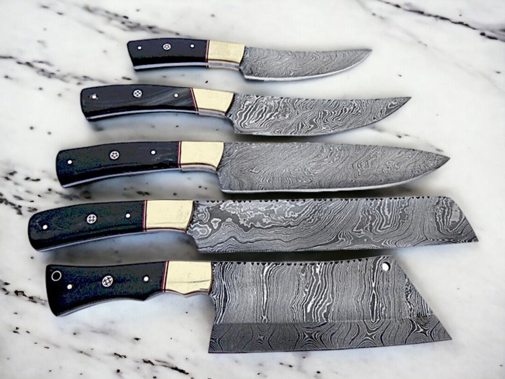 Damascus Steel Chefs Knife Set: Kitchen Cutlery