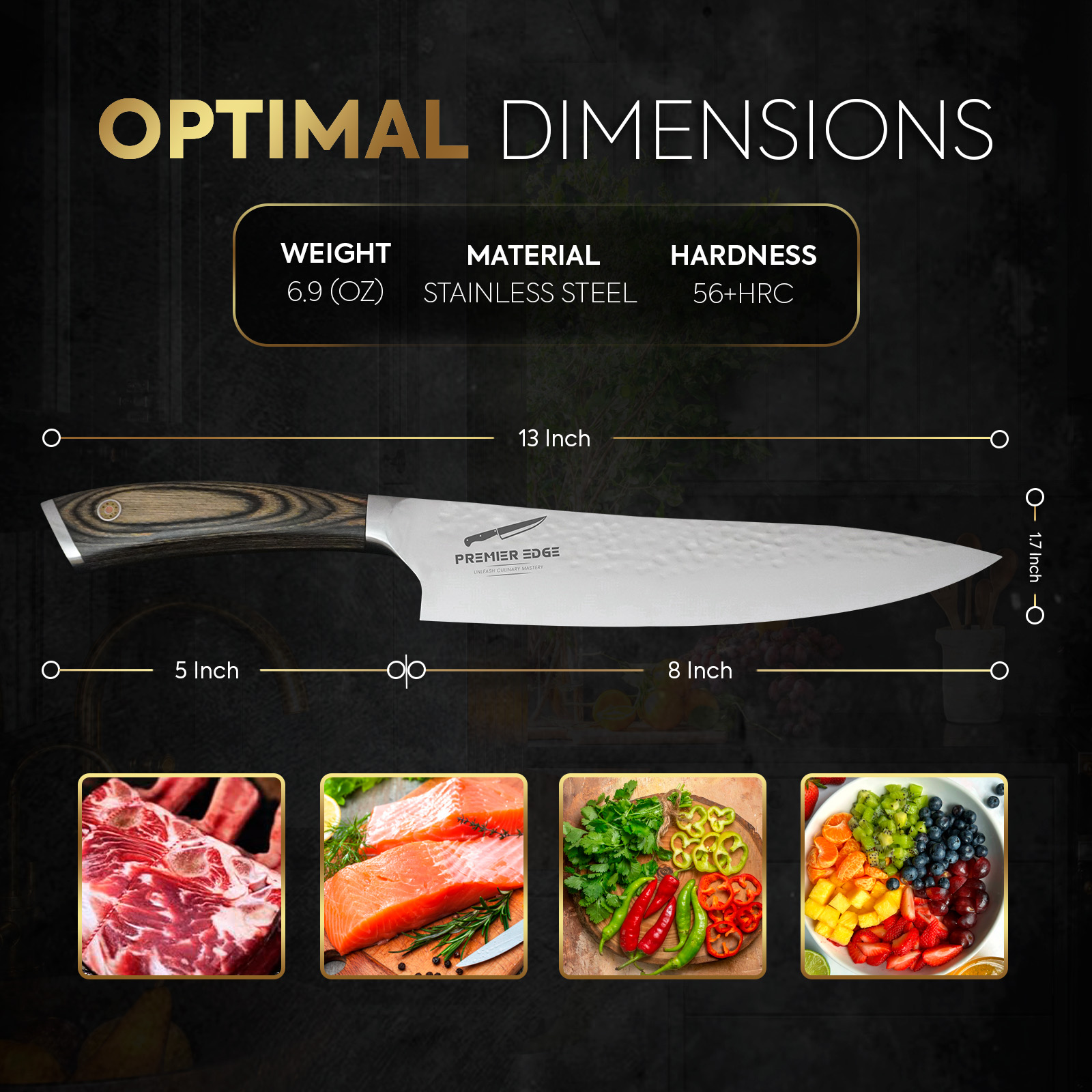 Chef Knife, 8 Inch-High Carbon Stainless Steel Kitchen Knife with ...